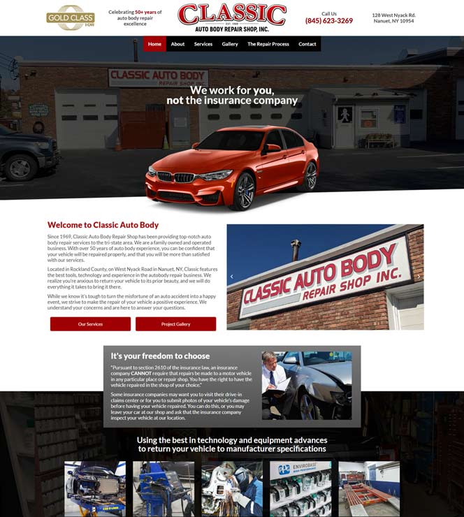 Classic Auto Body Shop Website Design by Computuners