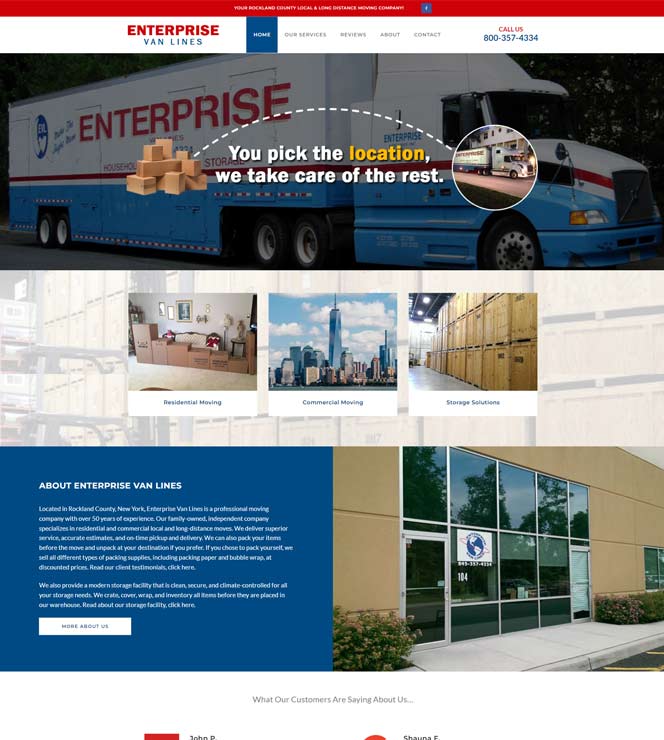 Enterprise Van Lines Website Design by Computuners
