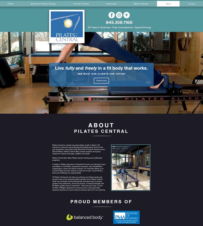Pilates Central Website Design by Computuners
