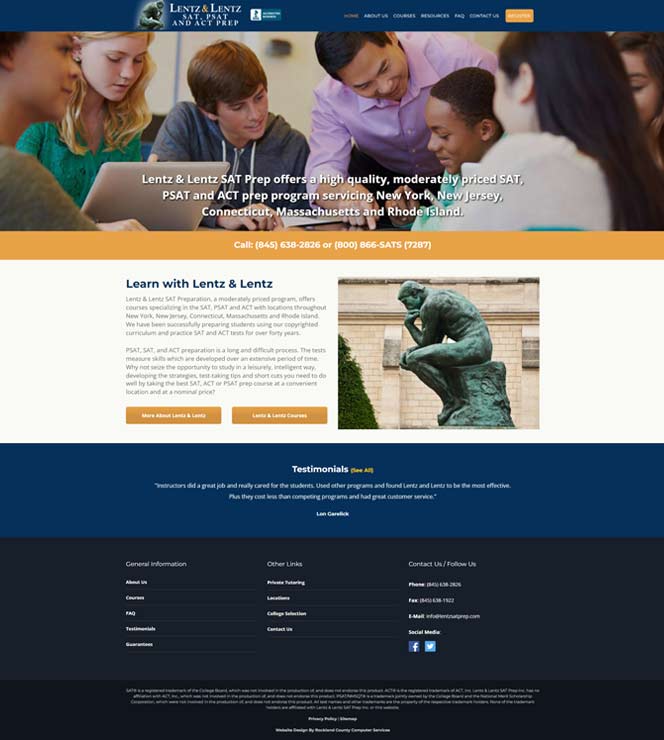 Lentz SAT Prep Website Design by Computuners
