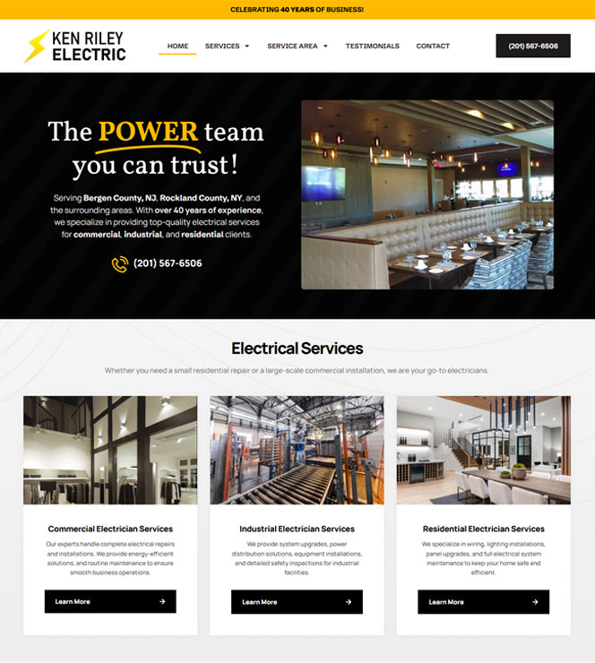 Ken Riley Electric Website Design by Computuners