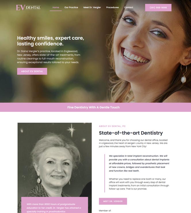 EV Dental Website Design by Computuners