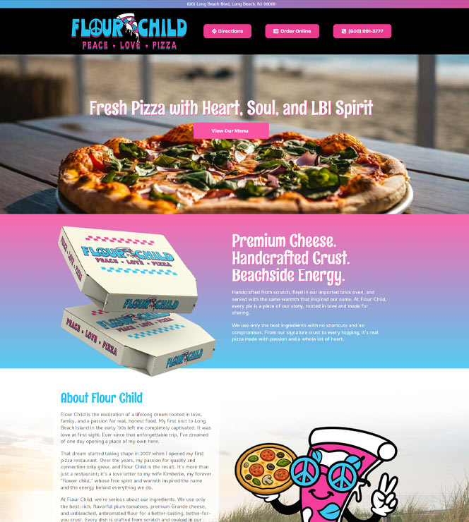 Flour Child Pizza LBI Website Design by Computuners